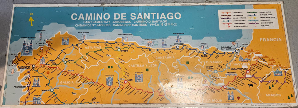 Northern map of el Camino de Santiago